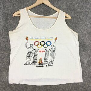 Vintage Olympics Tank Top L Womens Crop 100 Years Atlanta Golden Olympics Single